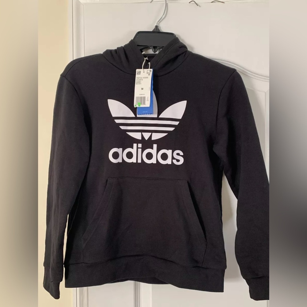 Adidas Graphic Black - Trefoil Hoodie Pocket Black Size M